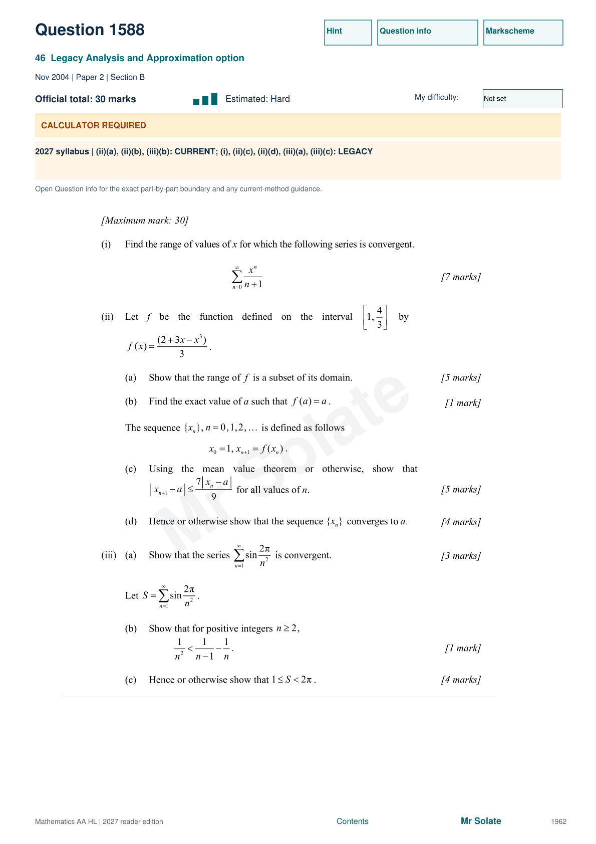 Original Mathematics question 1588, page 1962