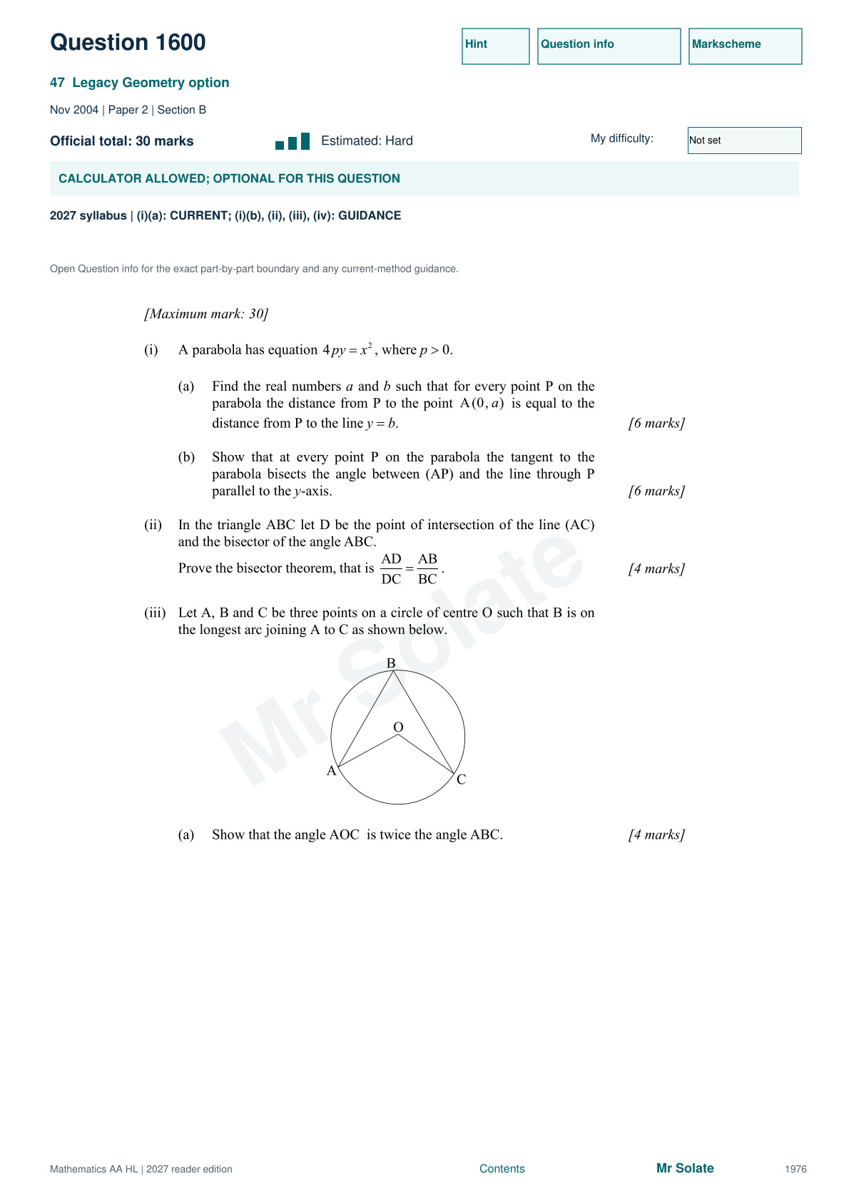 Original Mathematics question 1600, page 1976