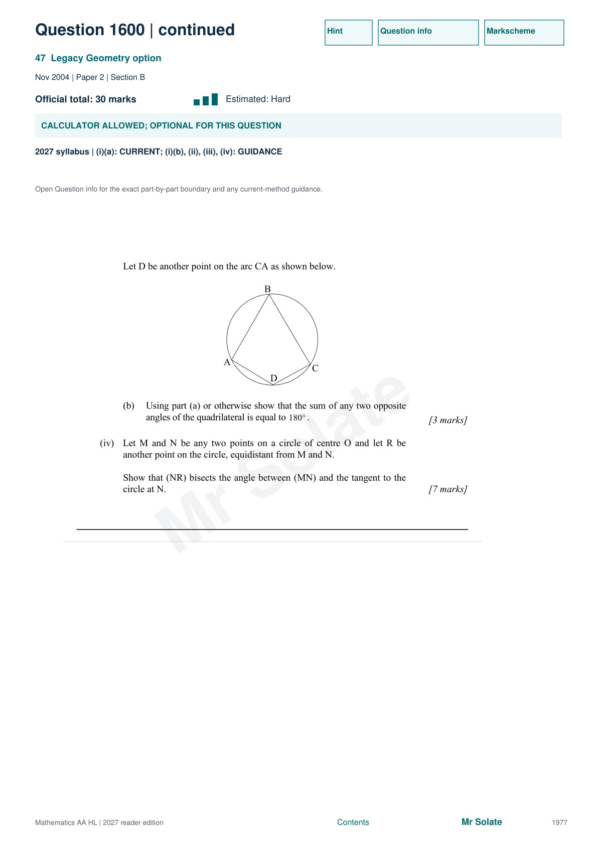 Original Mathematics question 1600, page 1977