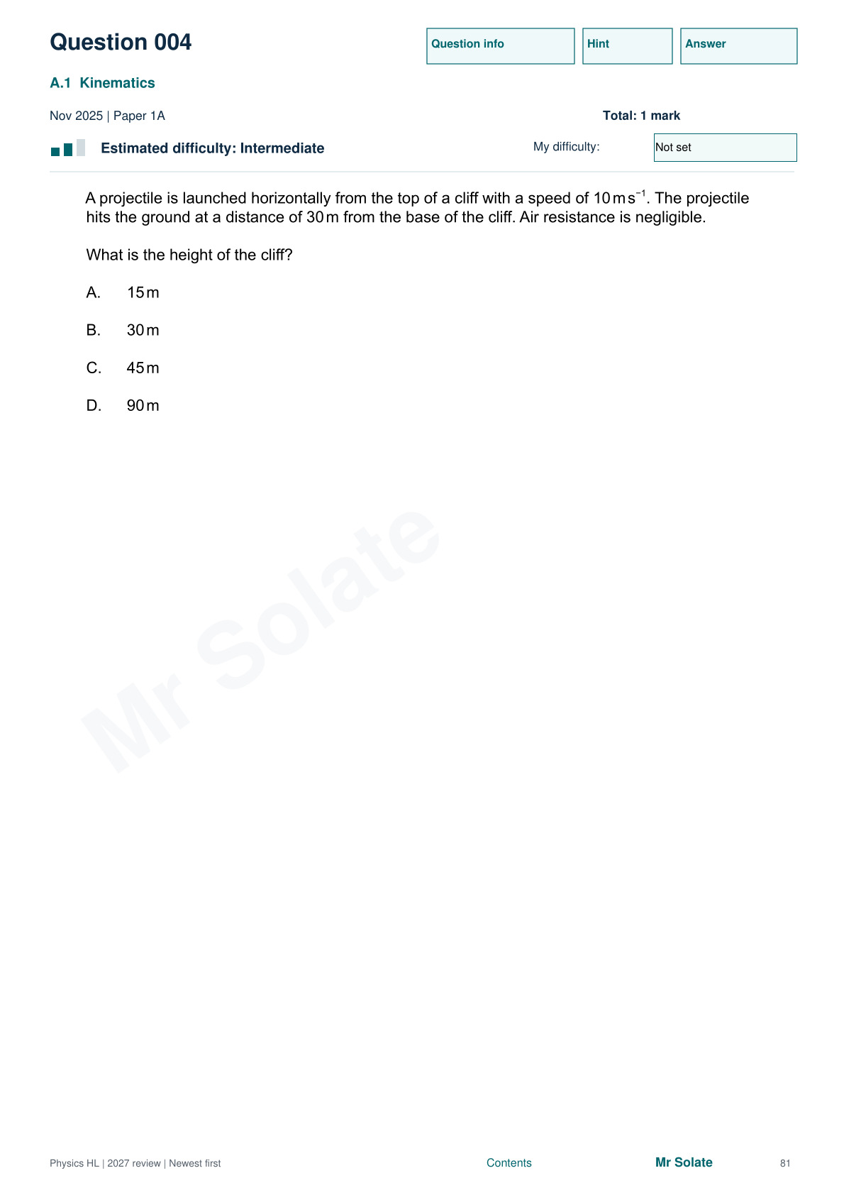 Original Physics question 4, page 81