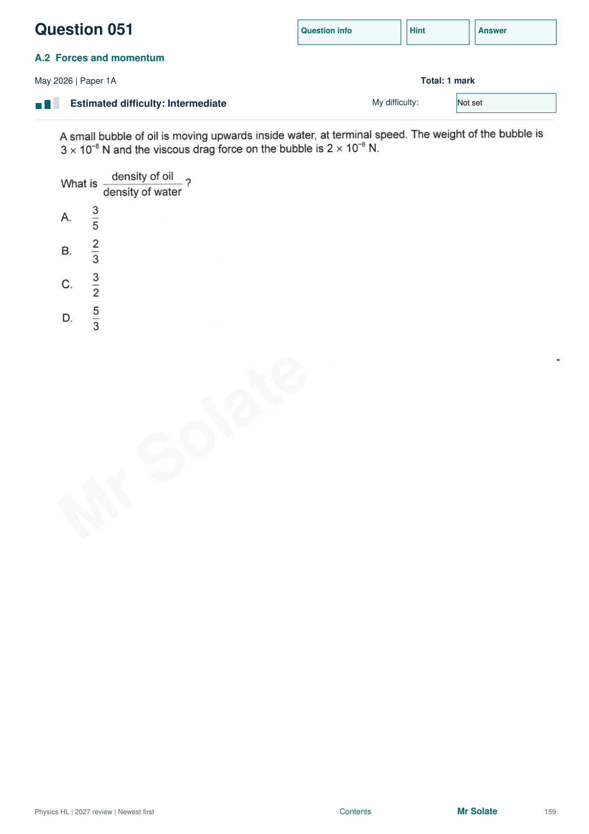 Original Physics question 51, page 159