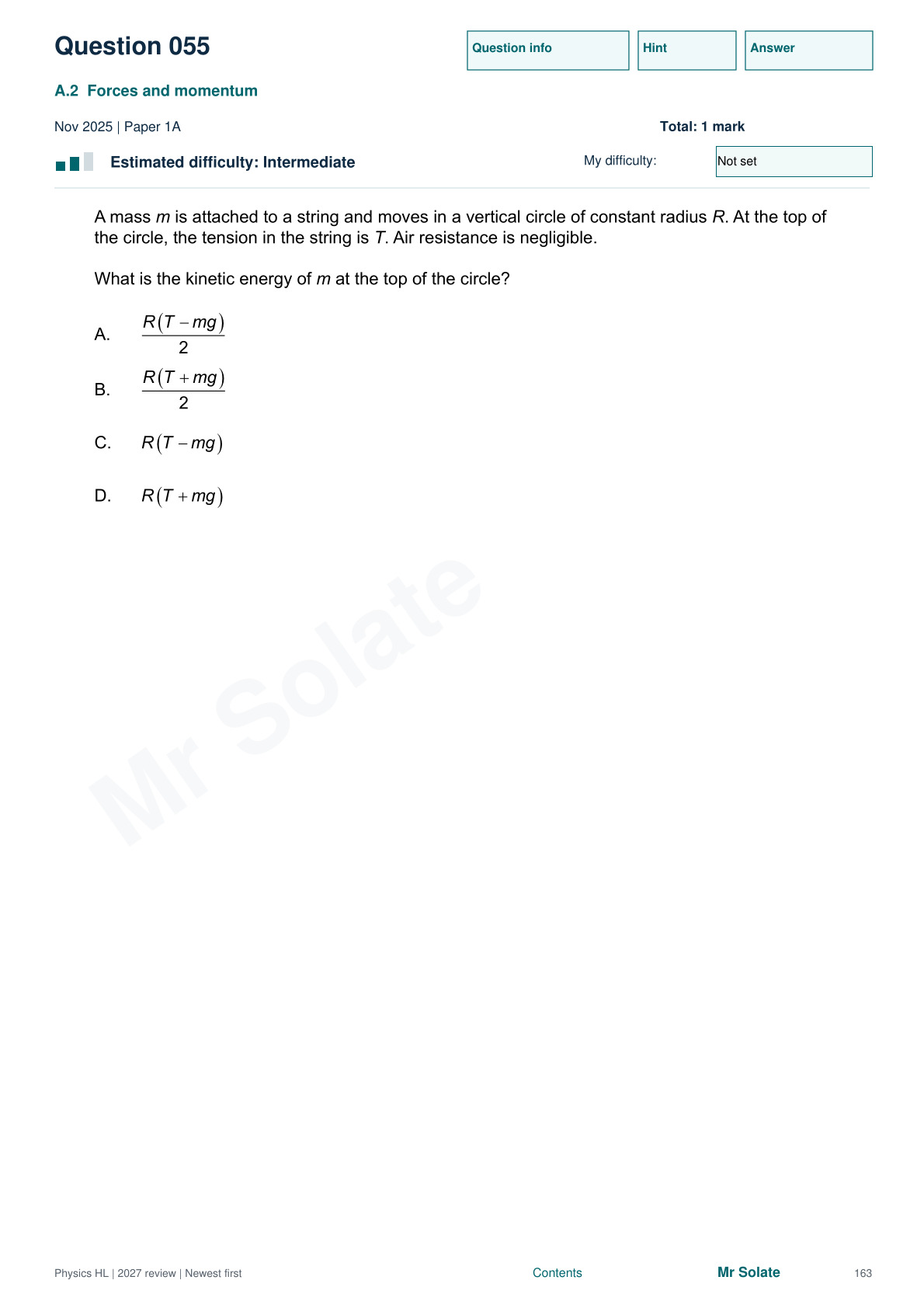 Original Physics question 55, page 163