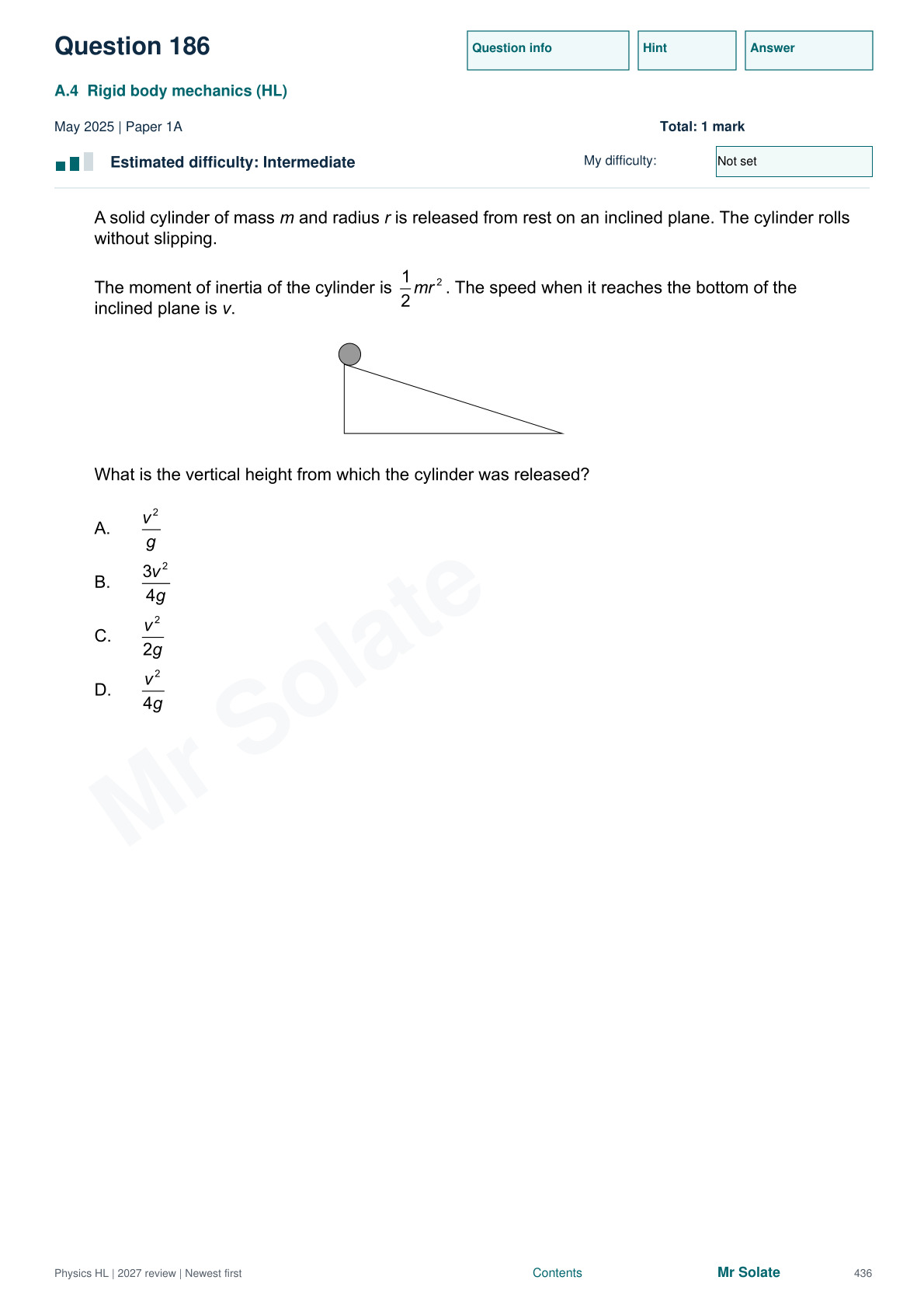 Original Physics question 186, page 436
