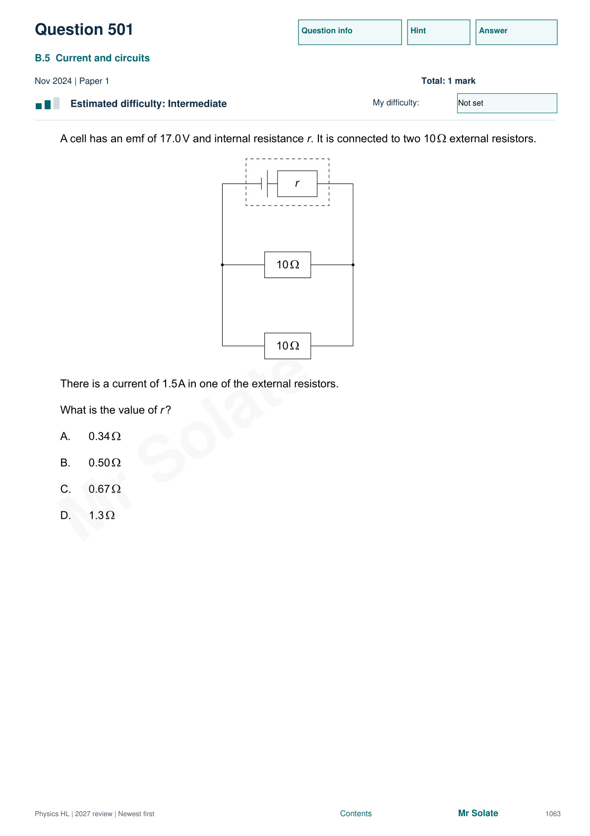Original Physics question 501, page 1063